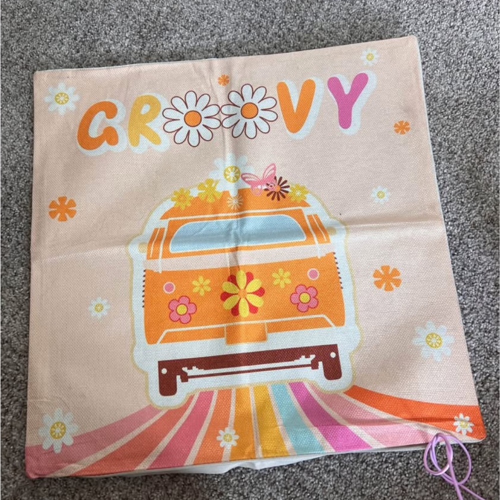 Groovy Retro Van Pillow Cases, Runner, and Banner.
